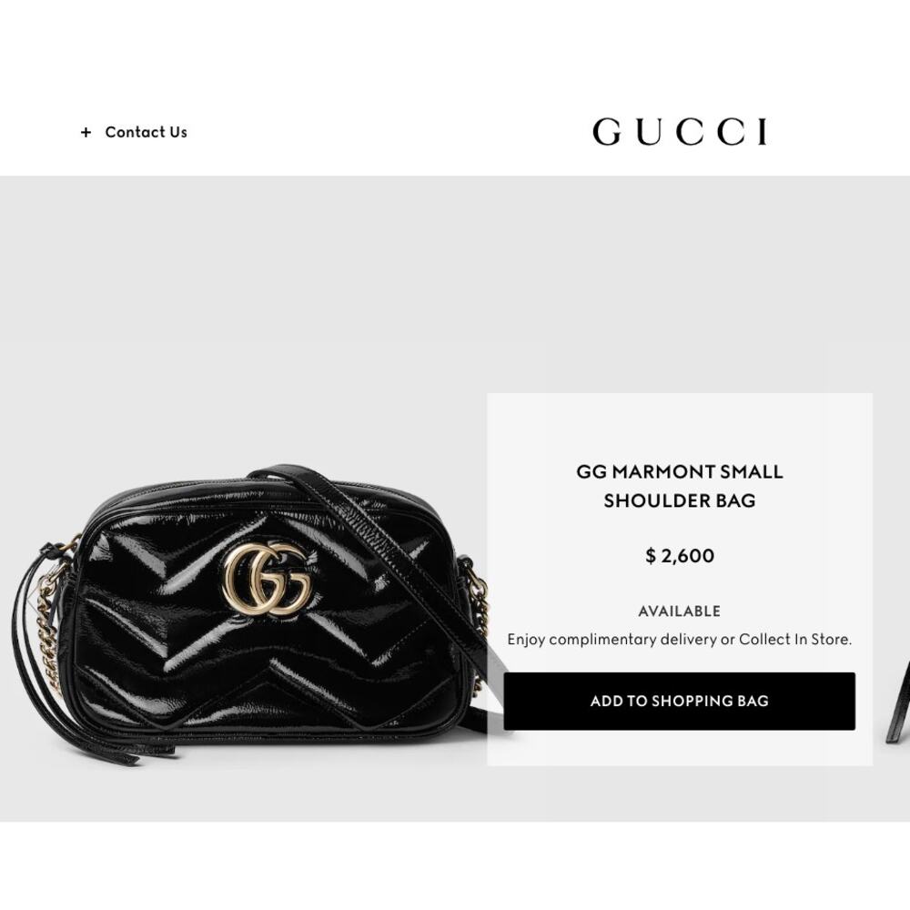 $2600 NEW GUCCI BLACK PATENT LEATHER MARMONT CAMERA CROSSBODY BAG PURSE - Picture 2 of 11